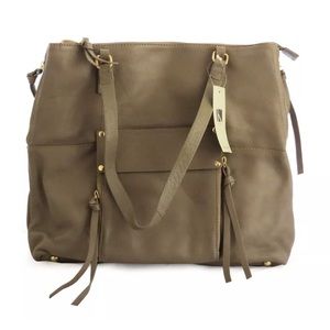 KOOBA Taupe Genuine Leather Tote Shoulder Bag